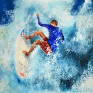 Dans la vague - Gouache