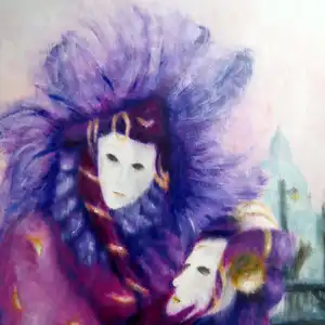 De violet, de vert et de rose - Gouache