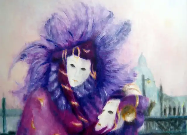 De violet, de vert et de rose - Gouache
