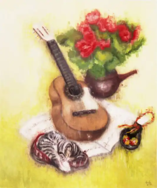 Devenir guitare - Gouache
