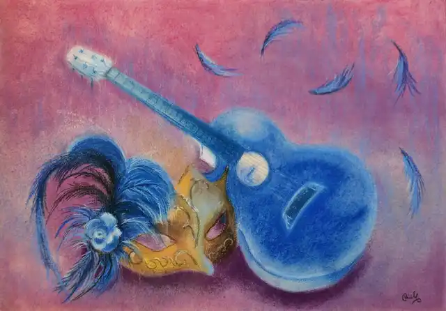 La guitare bleue - Pastel