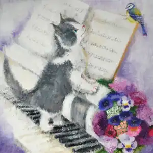 La mésange bleue - Gouache