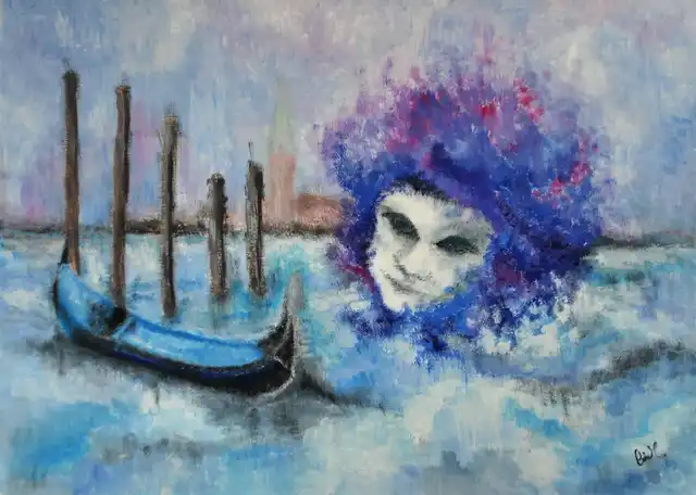 Laisse la gondole à Venise - Gouache