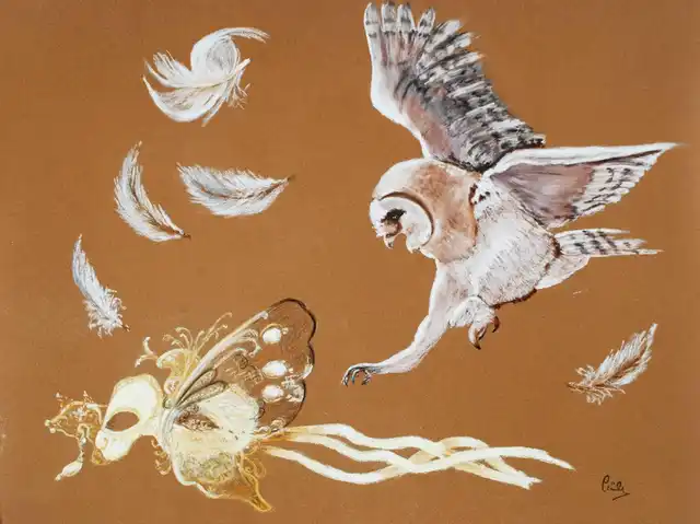 Le masque et la plume - Pastel