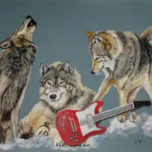 Le trio des loups - Pastel