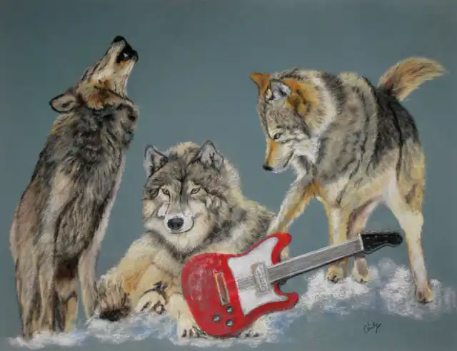 Le trio des loups - Pastel