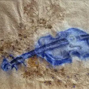 Le violon bleu - Gouache