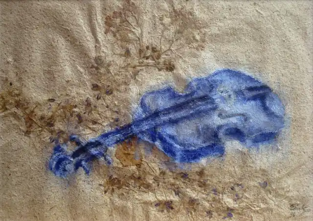 Le violon bleu - Gouache