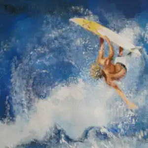 Prendre la vague - Gouache