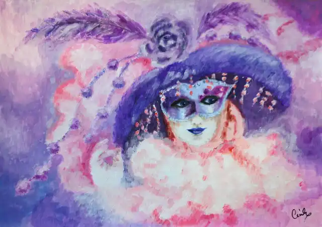 Rêve rose à Venise - Gouache