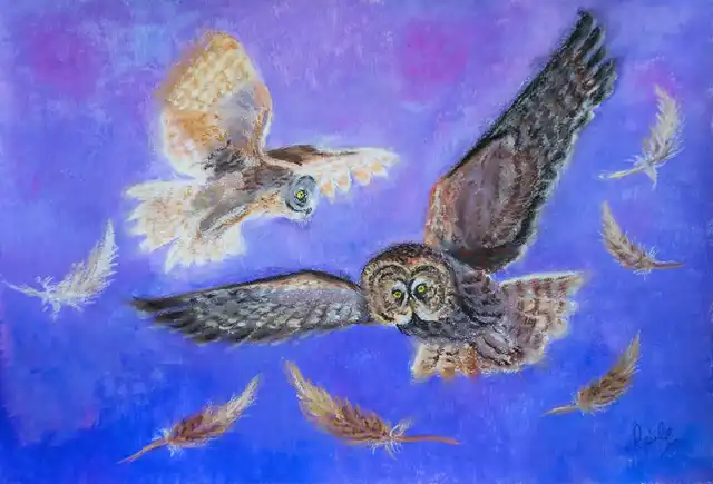 Vol en duo - Gouache